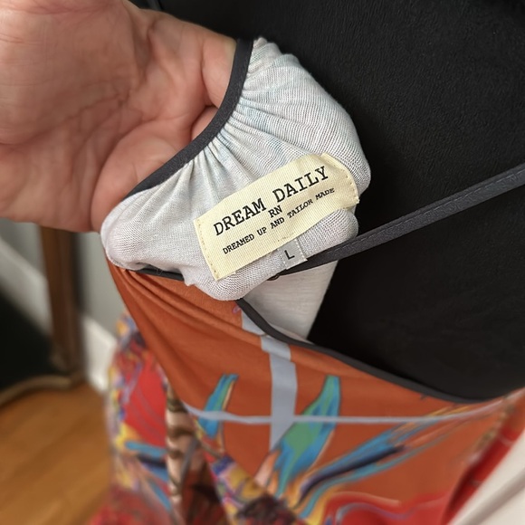 Anthropologie Dream Daily Aija Red Watercolor Tropical Maxi Dress Large - Picture 4 of 7